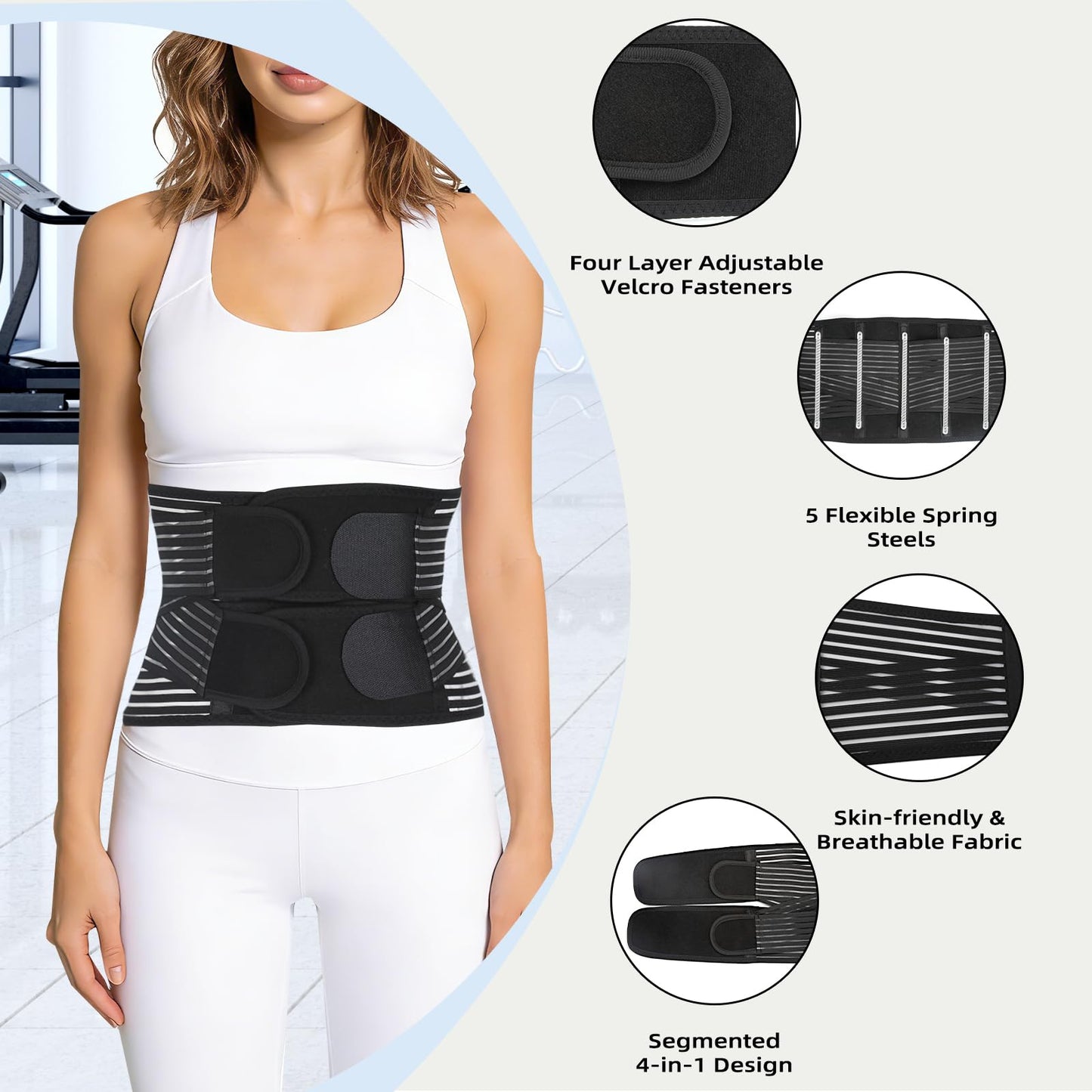 VobeNit Waist Trainer Belt for Women Segmented Corset Waist Cincher Trimmer Tummy Control Postpartum Faja Body Shaper Black