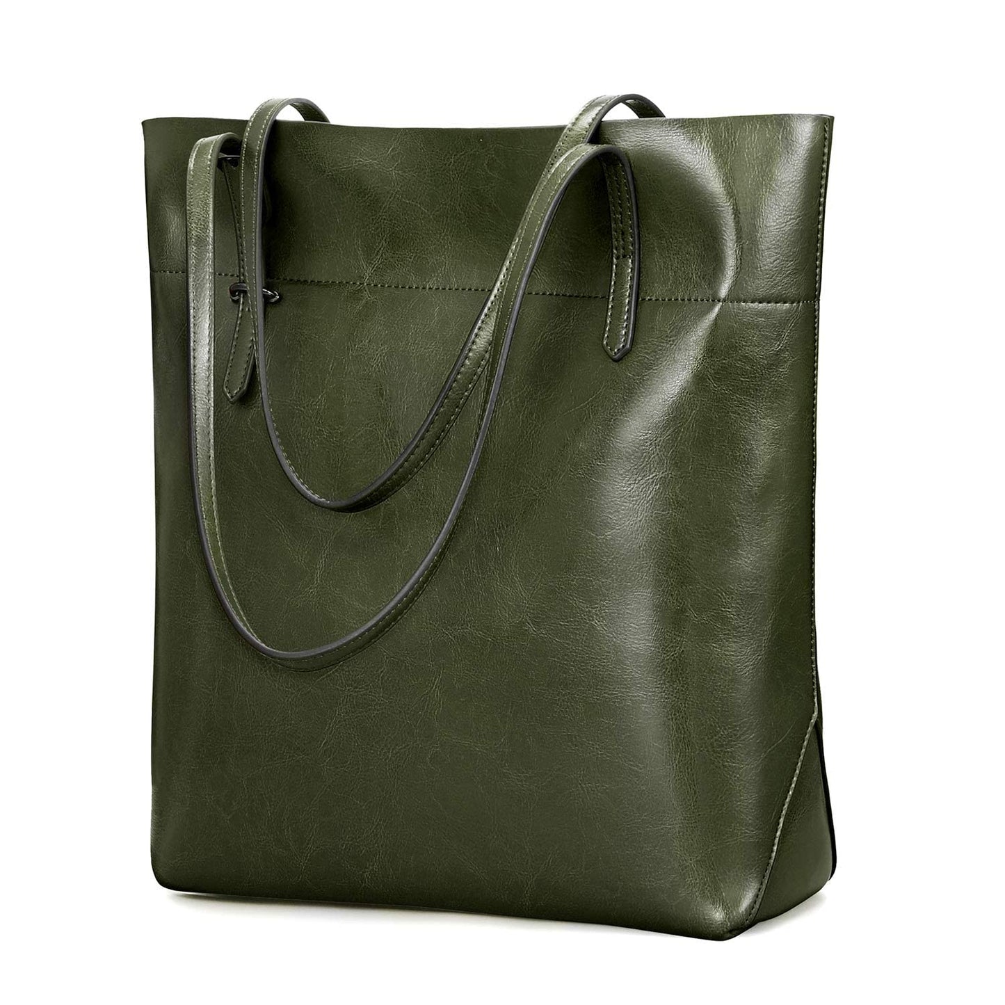 Kattee Vintage Genuine Leather Tote Shoulder Handbag for Woman with Adjustable Handles (Green)