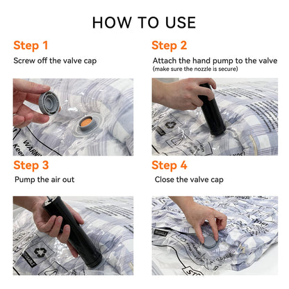 Wevac Combo Vacuum Storage Bag (3 Jumbo, 3 Large, 3 Medium, 3 Small) | Space Saver with Handheld Pump | Double Zip Seal | Special-Grip Clip | Ideal for Clothes, Blanket Compression and Travelling