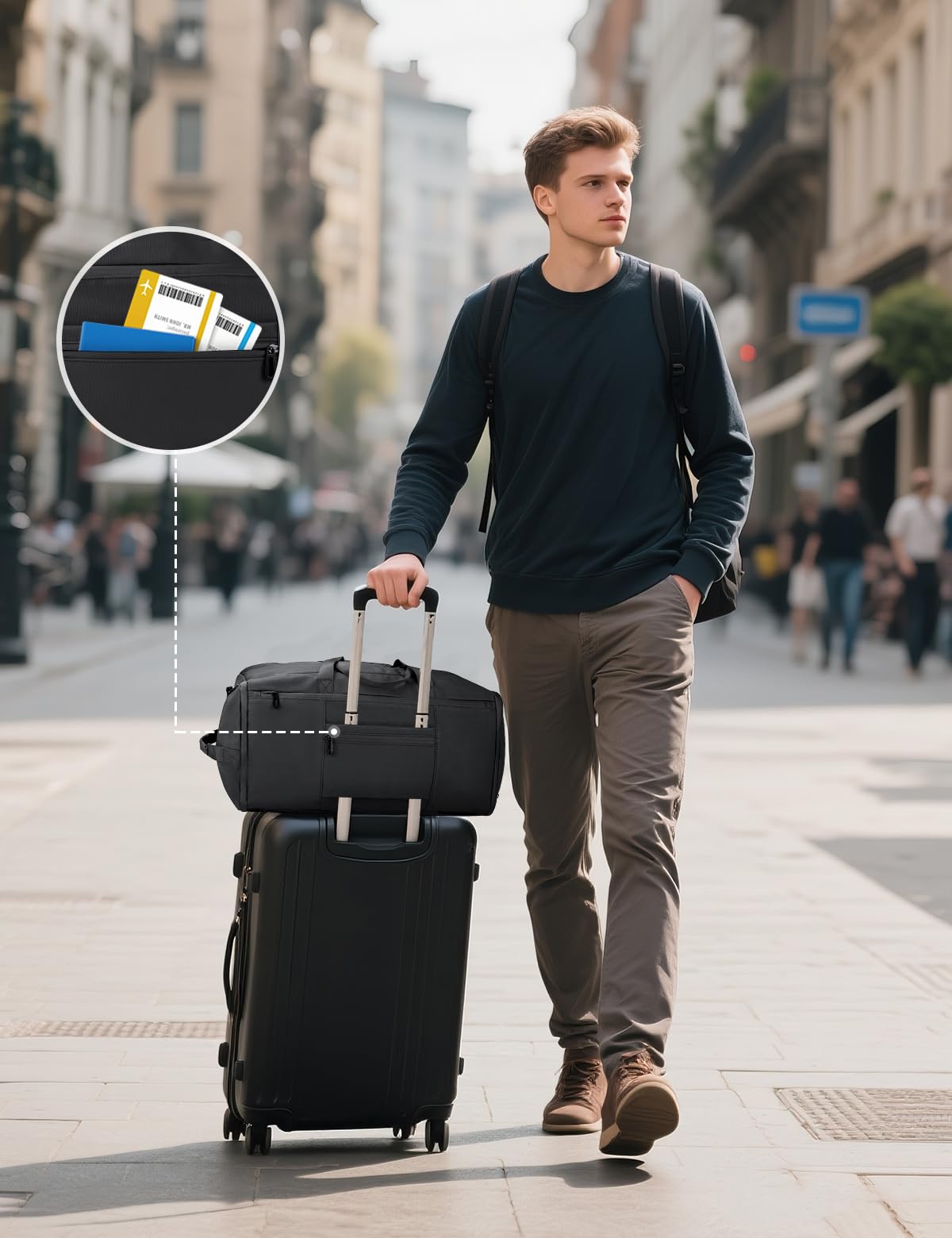 Noozion Garment Duffle Bag for Travel, 3-in-1 Convertible Carry On Suit Bag with Shoe Compartment, Lightweight Overnight Business Travel Bag for Men Women