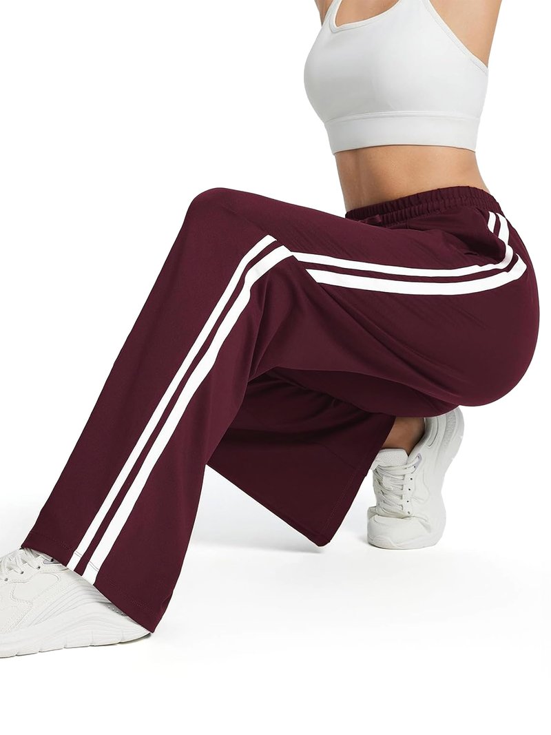 Tapata Women's 28" Inseam Petite Track Pants Loose Straight Leg Jogging Sweatpants Warm-Up Sports Athletic Running, Burgundy, XL