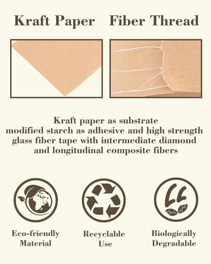 Lichamp 6-Pack Water Activated Kraft Paper Packing Tape, 2" x165 ft Heavy-Duty Eco-Friendly Packaging Tape, Writable & Recyclable for Shipping, Moving, Ecommerce Boxes
