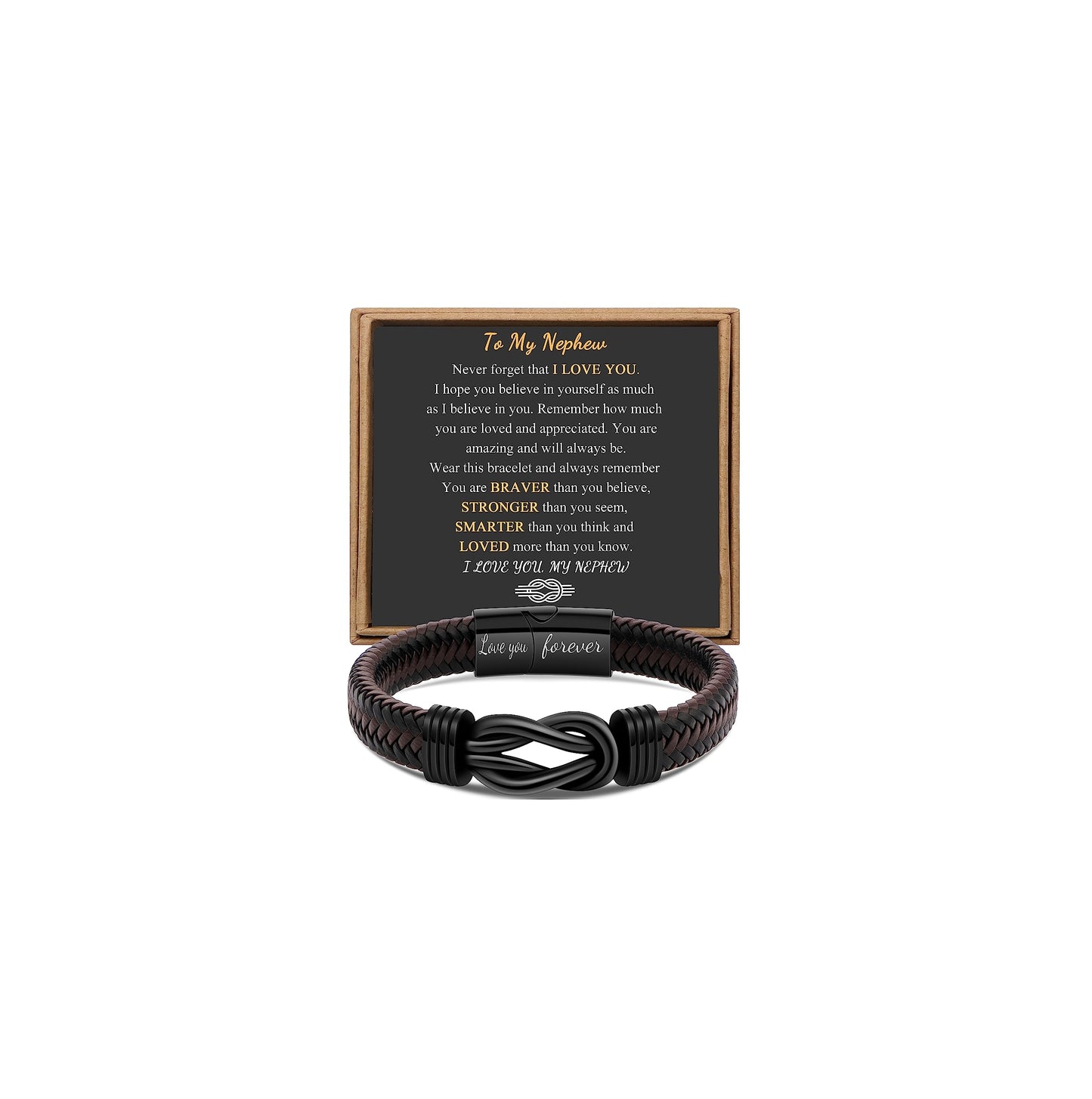 JoycuFF Nephew Gifts from Auntie Infinity Bracelet for Men Handmade Wristband Unique Birthday Graduation Christmas Gifts for Nephew from Aunt Uncle Pulseras Para Hombres