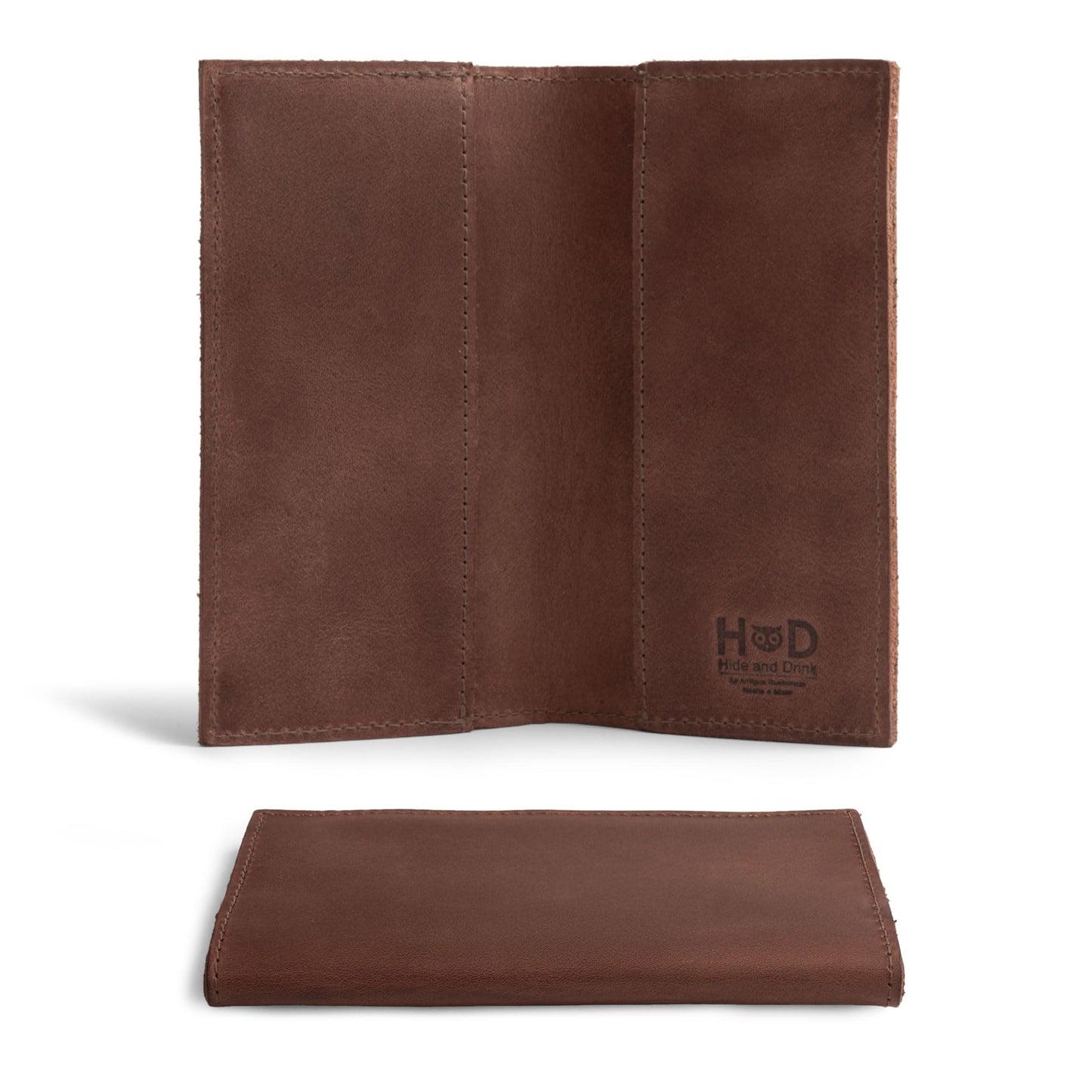 Hide & Drink, Checkbook Cover, Minimalist Organizer for Personal or Business Finances, Bill Holder, Full Grain Leather, Handmade, Bourbon Brown