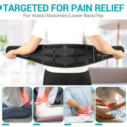 Comfytemp Cordless Heating Pad with Massager for Back Pain Relief, Portable Lower Back Massager Wearable, Birthday Gifts for Dad Mom Men Women Elderly, Rechargeable Period Cramps, 3 Heat Auto-Off, 58"