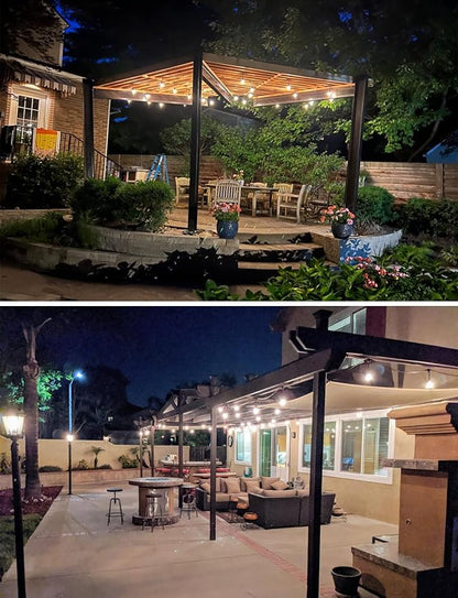 String Lights for Outside Patio 26FT IP65 Waterproof Outdoor String Lights Led with 13+1 S14 1W Shatterproof Bulbs for Patio Bistro Backyard Pergola Balcony Garden