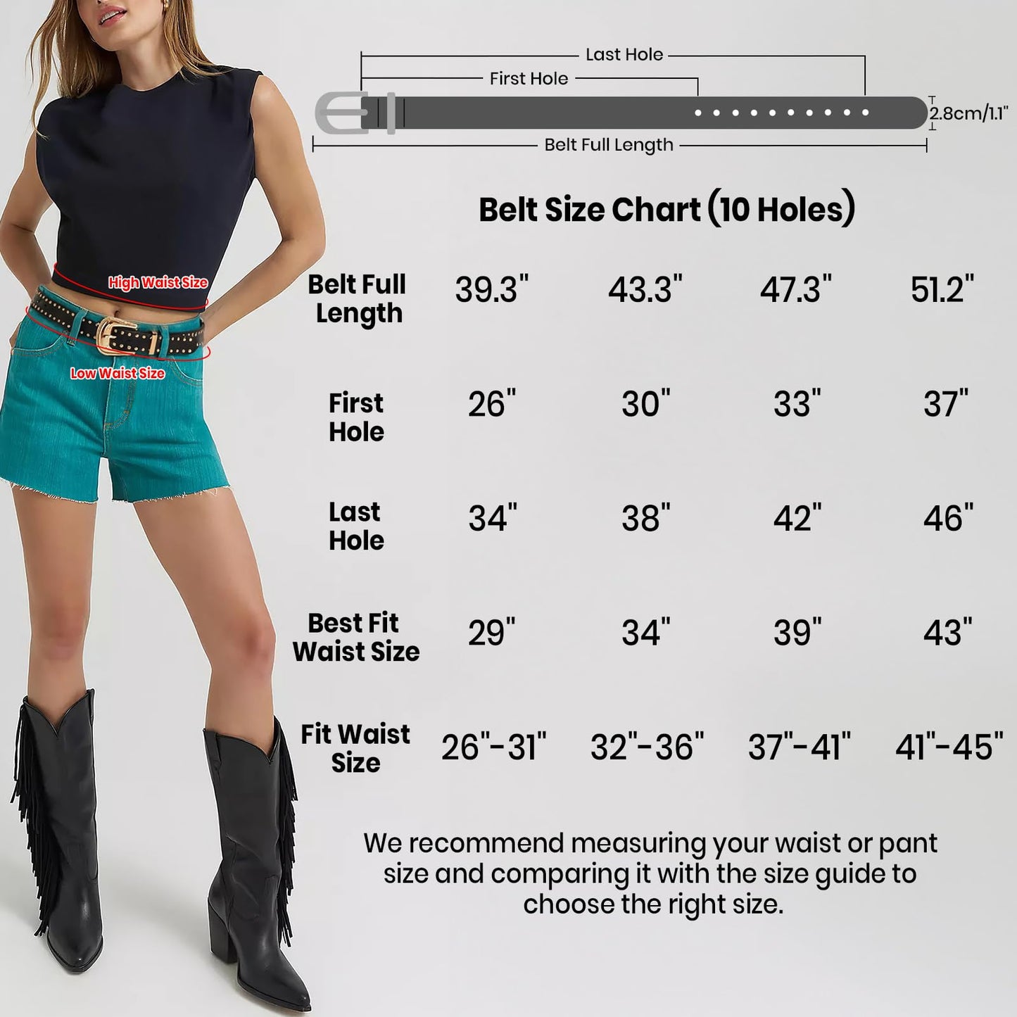 JASGOOD Women Western Belt with Gold Buckle Leather Wide Belts for Jeans Ladies Beige Punk Studded Waist Belts 1.1" Width