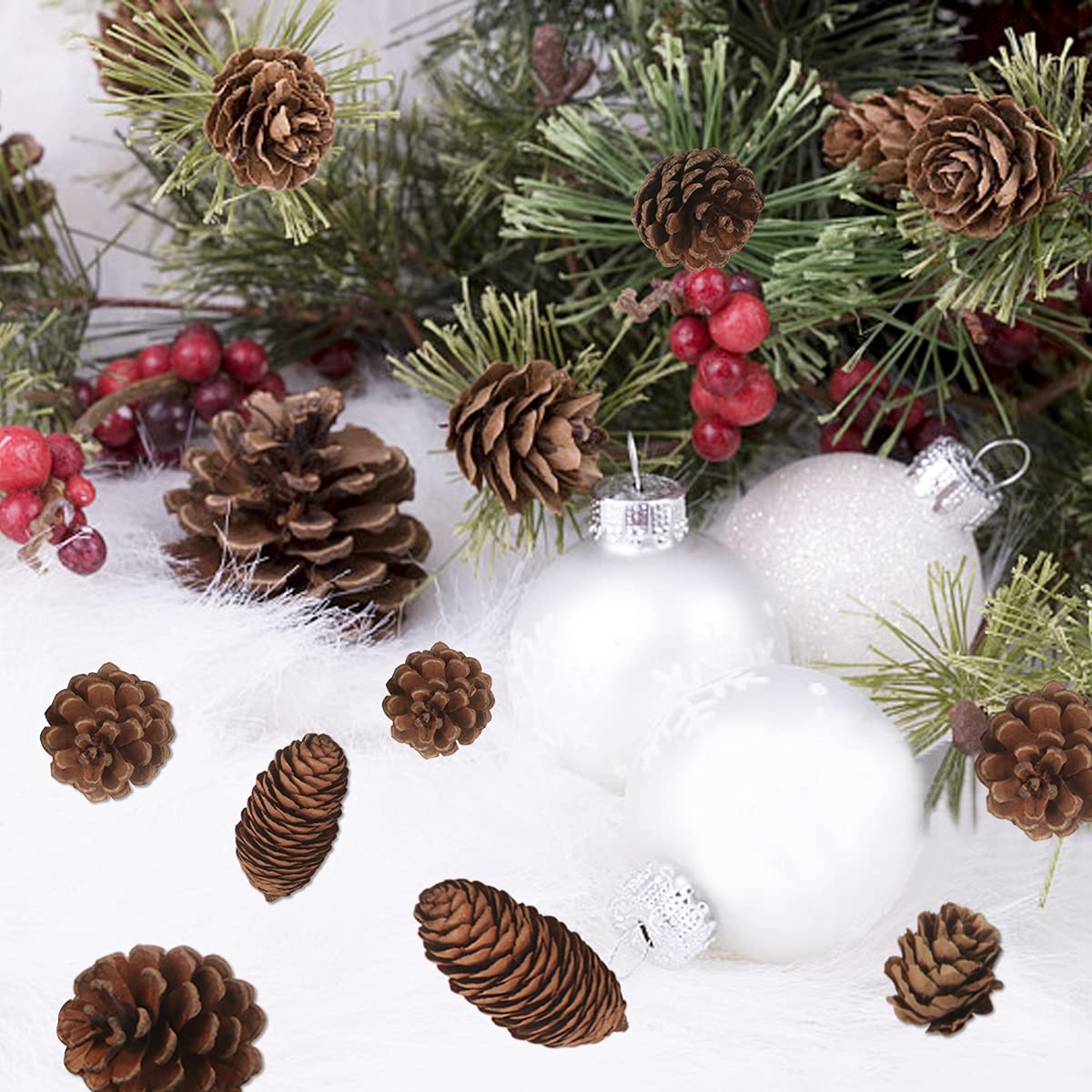 40 PCS Rustic Pine Cone Decorations - Large, Medium and Mini Sizes for Table, Tree and Home Decor