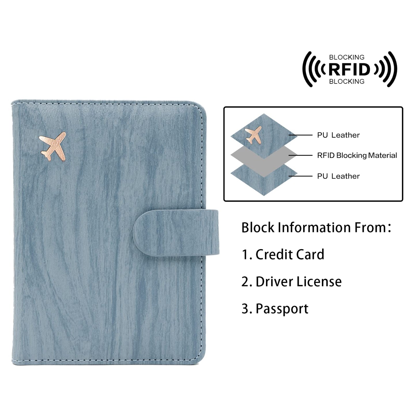 Melsbrinna Rfid Passport Holder for Travel women/Men, Cute Passport Wallet Rfid Blocking Card Slots, Rfid Passport Cover/CaseTravel Wallet, Passport Book Holder (1, Blue1)