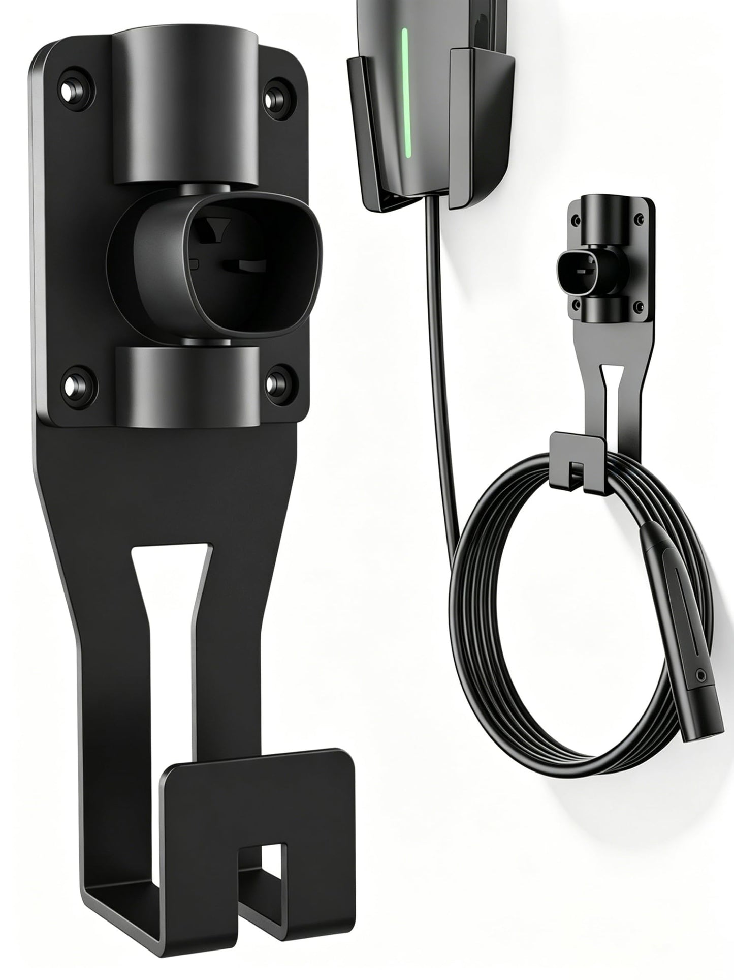 SEVEN SPARTA Charging Cable Holder with 180° Swiveling Holster, Compatible with Tesla Model 3 Model Y Model X Model S Charger Cable Organizer Car Accessories Wall Connector (Black)