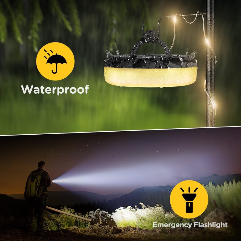 OGERY 3-Pack Camping String Lights, 4 in 1 Quick Storage 32.8FT Rechargeable Tent Lights String with 8 Lighting Modes, Hanging Waterproof Portable LED Lamp for Outdoor Patio Awning Party Essentials