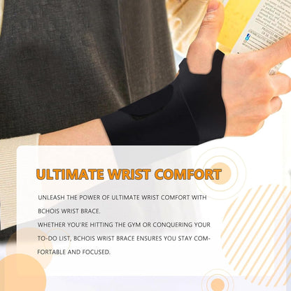 Bchois Wrist Brace,Wrist Support for Carpal Tunnel Pain Relief,Ulnar Brace Ultra-Thin Elastic for Tear,Wrist wraps Repetitive Wrist Use Injury,Fits Both Wrists