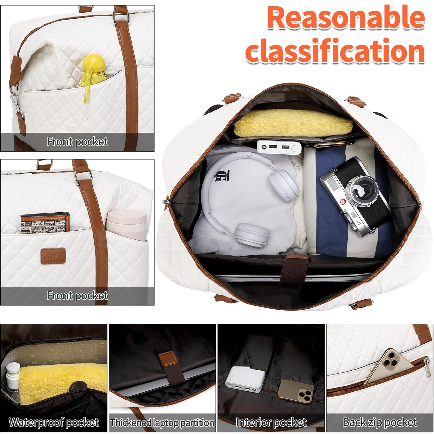 Weekender Bags for Women with Toiletry Bags Large Overnight Bags Travel Duffel Bag Carry On Shoulder Weekend Tote with Shoe Compartment and Wet Pocket for Girls Airplane Traveling, Gym