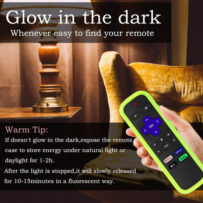 Silicone Protective Controller Cover fits for Roku TV Voice Remote | Element Roku | Westinghouse Roku TV Controller Cover,Glow in The Dark