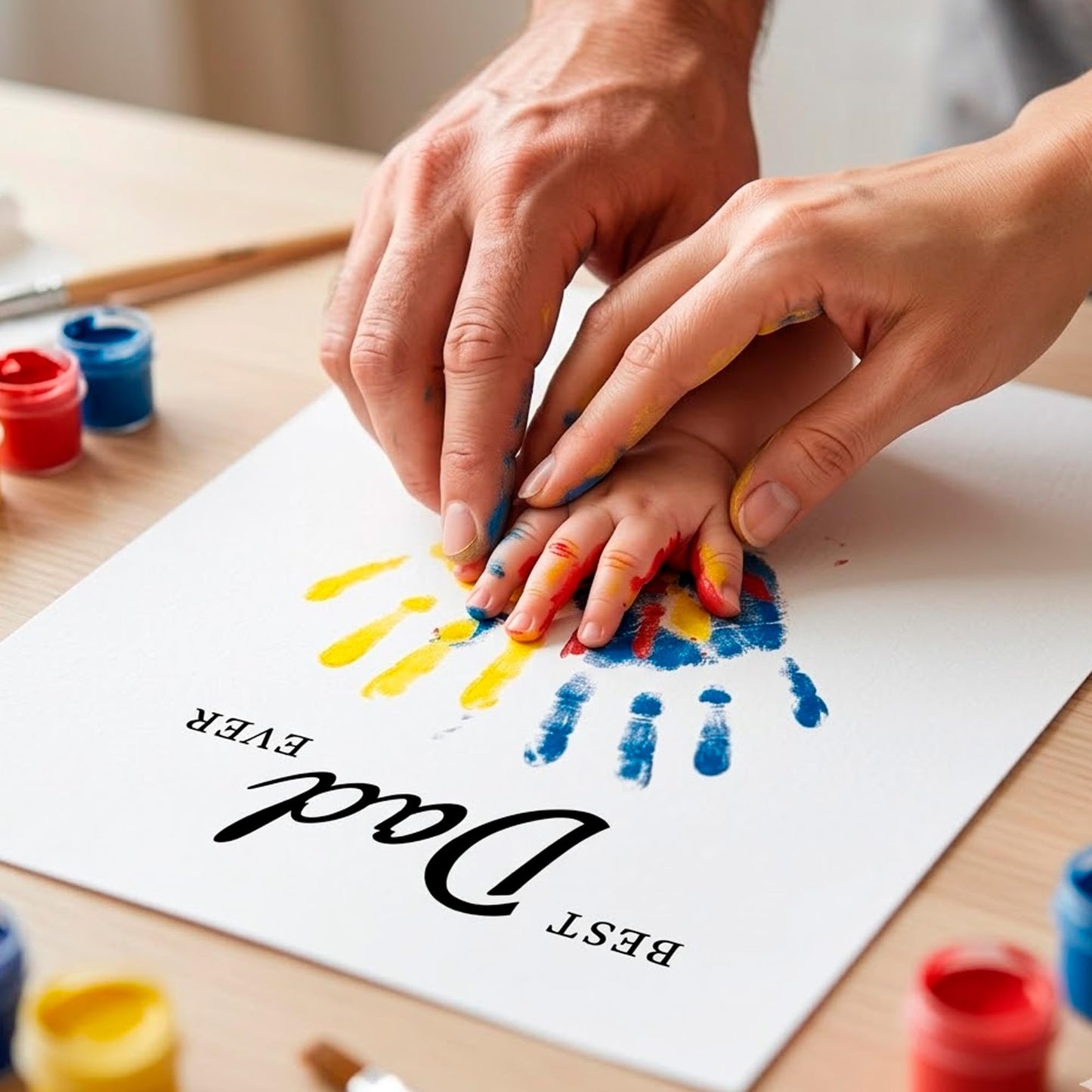 Father’s Day Crafts for Kids – Family Handprint Kit, Best Dad Ever Hands Down Gifts from Kids, Create Keepsake Dad Will Cherish Forever, DIY Art Activity for Toddlers, Set of 3 Personalized Present