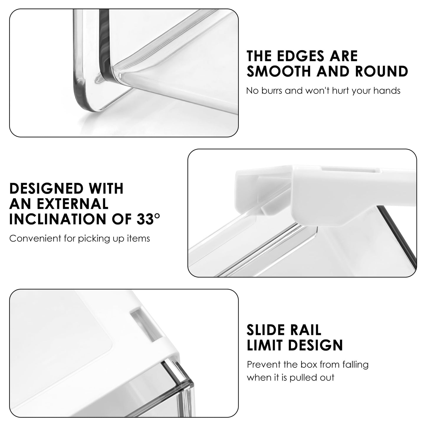 LUWOO 2 Pack Self-Adhesive Under Desk Drawers, Slide Out Storage Organizer for Under Table and Mirror Cabinet, Clear Dispenser Box for Holds Cotton Swabs, Floss Picks, Hair Clip, Rubber Band