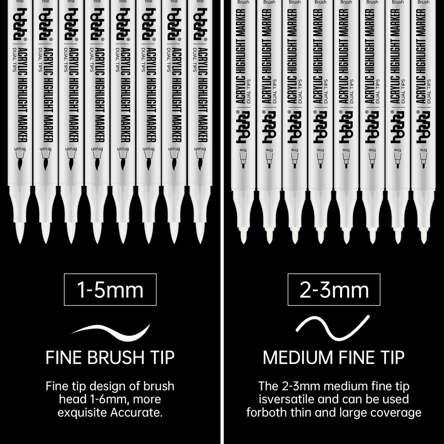 hhhouu 17Pack Dual Tip Black & White Brush Pens- Fineliner & Highlighting Set for Artists, Illustrators & Comic Drawing Smooth Ink Flow, Smudge-Free HO-17BW