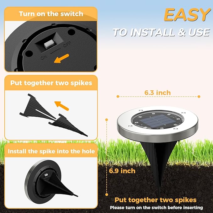 INCX Halloween Solar Lights Outdoor,12 Pack Solar Pathway Lights with Auto On/Off，Waterproof & Anti-Rust Landscape Lighting for Garden, Yard, Patio, Deck - Halloween Decorations,Red