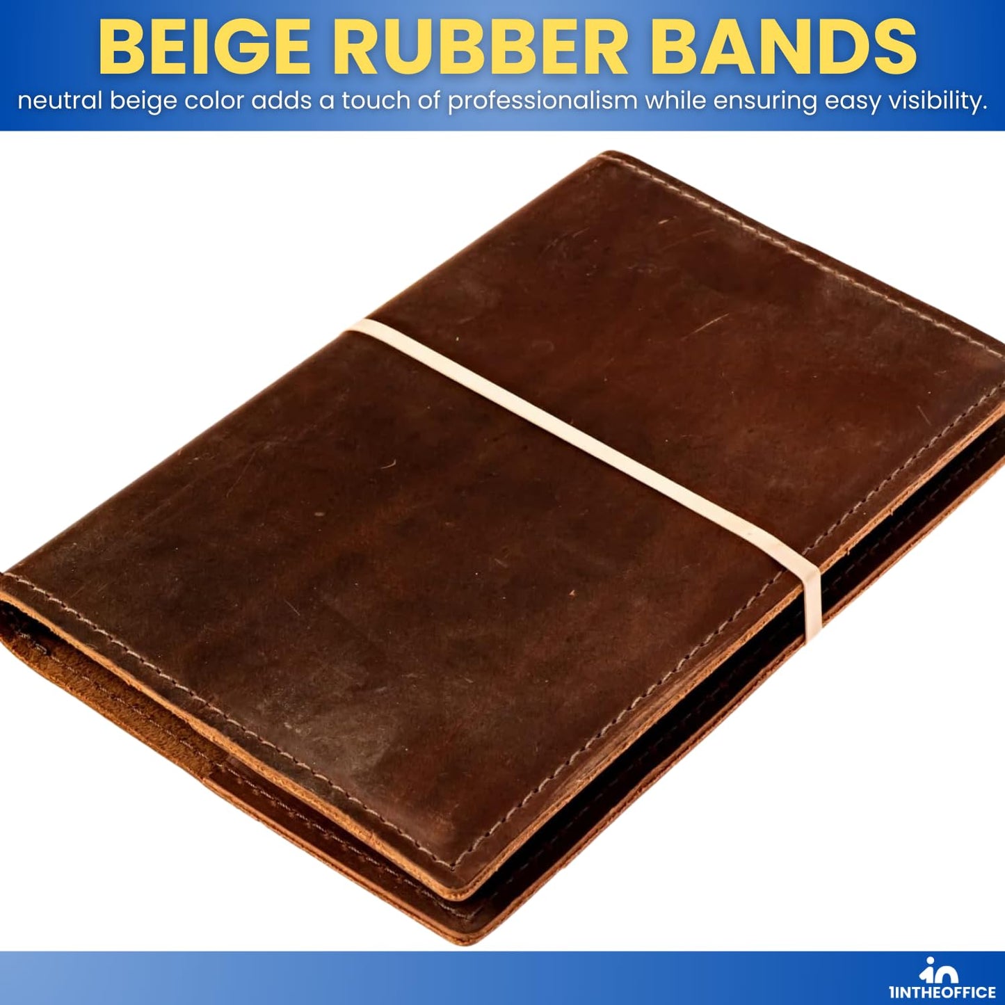1InTheOffice Thick Heavy Duty Rubber Bands, Beige, Size 64, 380 Pack