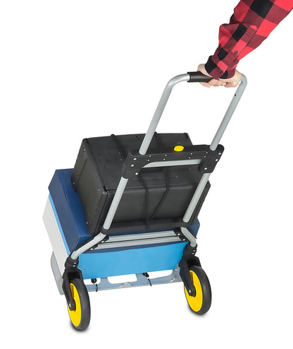 Mount-It! Folding Hand Truck and Personal Dolly, Aluminum Trolley, Heavy Duty 264 Lb Capacity Cart, Dolly Cart with Wheels of Durable Rubber, Soft Grip Telescoping Handle for Indoor Outdoor, Foldable