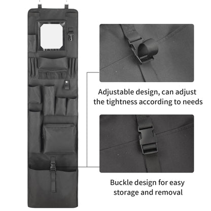 Chuanke Police Style Hanging Closet Shelf Hanging Work Locker Organizer 53.54 x 12.6 Inches Door Locker Organization with Acrylic Soft Mirror Waterproof 600D Oxford Cloth (Black)