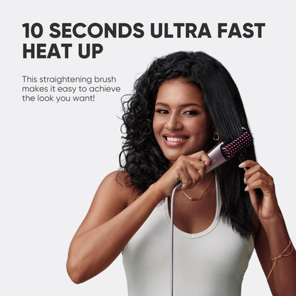 Beautigo Mini Ionic Hair Straightener Brush, Rose Gold