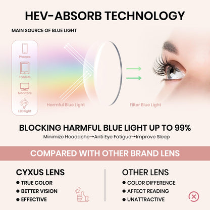 Cyxus Blue Light Glasses for Woman, Fashion Computer Glasses on Office Reduce Eye Strain Anti Migraine for Working Reading