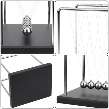 SEVNPRIME 5 Large Beads Newton's Cradle Balance Balls Desk Toys Office Decorations with Black Wooden Base Desk Balance Balls Fun Science Physics Toys for Office/Bedroom/Living Room