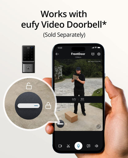 eufy Security Smart Lock C210, Keyless Entry Door Lock, Built-in WiFi Deadbolt, Smart Door Lock, No Bridge Required, Easy Installation, Touchscreen Keypad, App Remote Control, 4 AA Batteries Included