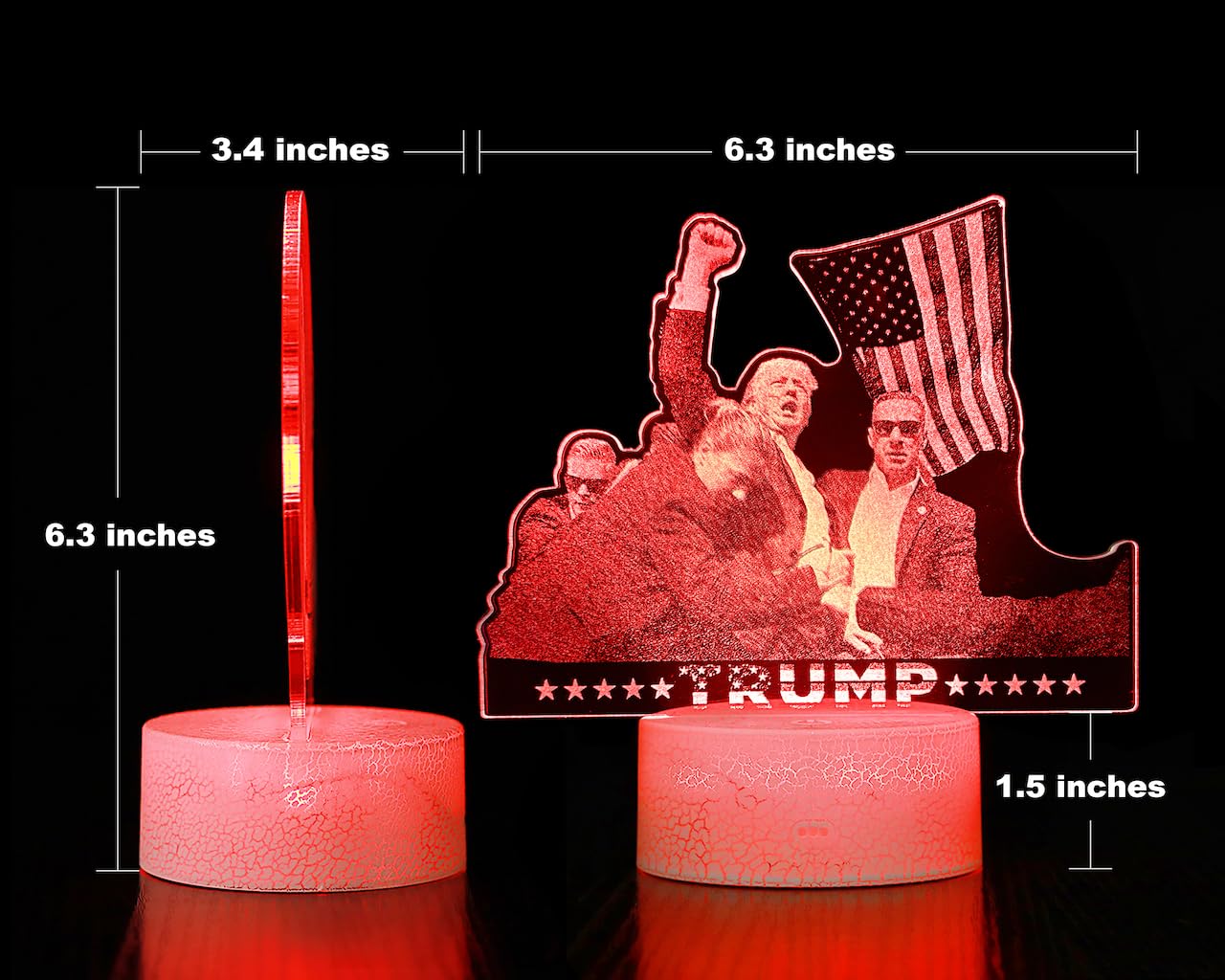Ikavis 3D Trump Fan LED Night Light 2024, MAGA Patriotic Illusion Lamp, 7 Color Changing Illusion Lamp with Touch Control, Presidential Collector Gift