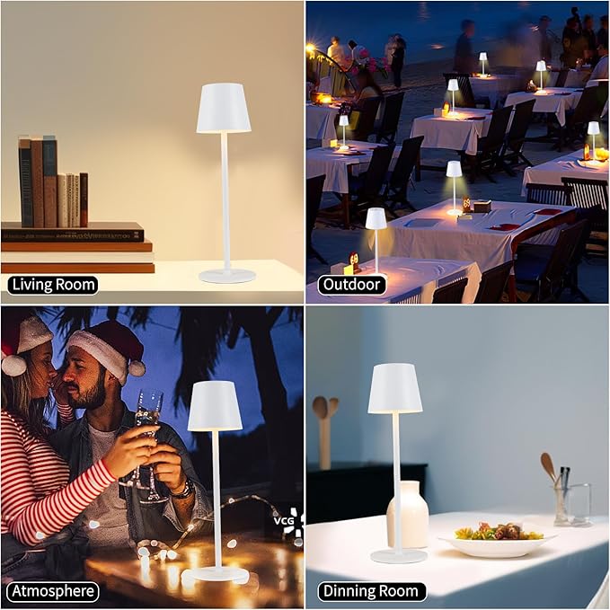 BGFHome Cordless Table Lamp LED Desk Lamp,5000mAh Rechargeable Touch Night Light Lamp,Wireless Minimalist Design for Restaurant/Bedroom/Bars/Outdoor Party/Camping/Coffee Shop（White）