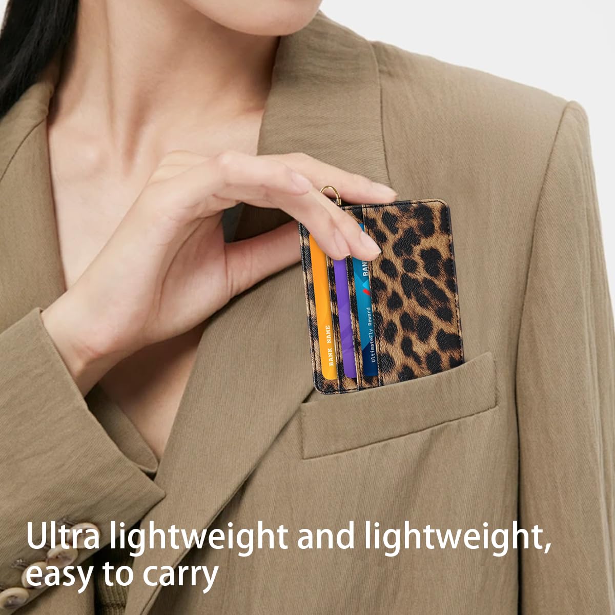 Simikol Slim Minimalist Pocket Credit Card Holder Wallet RFID Blocking Lightweight Thin Small Cute Card Cases,Leopard