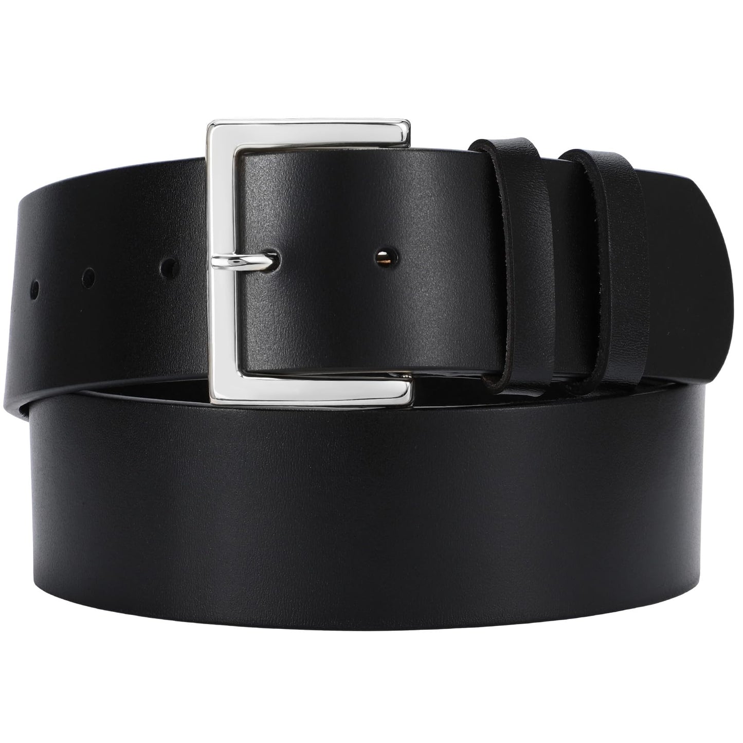 WOWOGO Black Wide Leather Belt for Women Dresses 1.9" Fashion Thick Chunky Wide Waist Belt with Silver Buckle