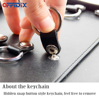 OFFIDIX Portable Zippered Key Case,Leather Portable Key Cabinet 24 Key Hooks Key Organizer,Manager & Landlord Key Holder, Business Padfolio for Real Estate Sales,Hotel Executives, Car Service