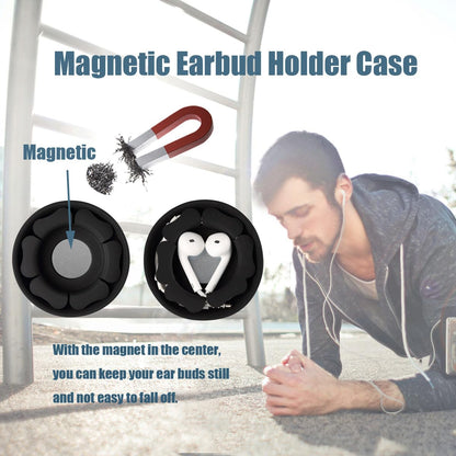 MAIRUI Wired Earbud Case Earphone Headphone Cord Organizer Earbuds Wrap Soft Silicone Magnetic Holder Storage Tangle Free Cable Winder(Black)