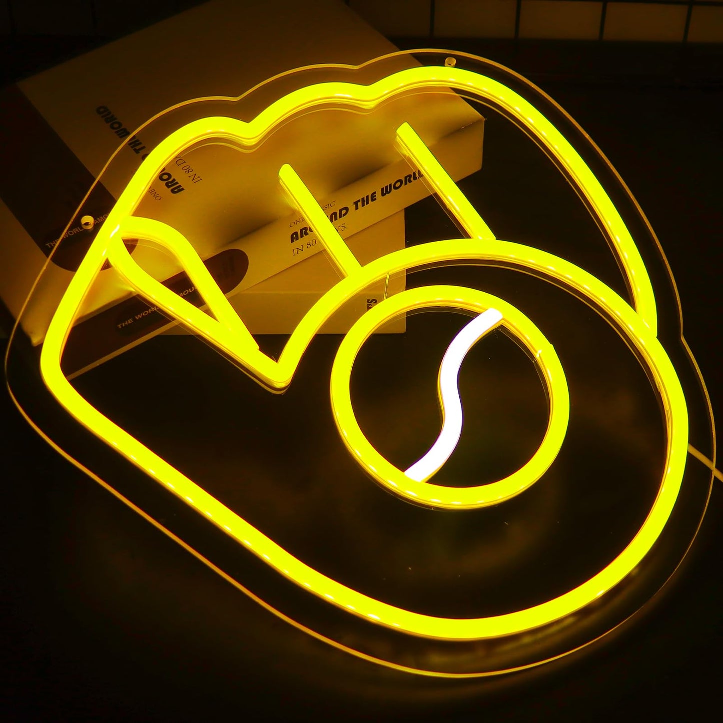 Balanar LED Baseball Neon Sign, Yellow and White Neon Light, 12.4 x 12.2 Inch, 5V Dimmable, Perfect for Christmas and Birthday Gifts