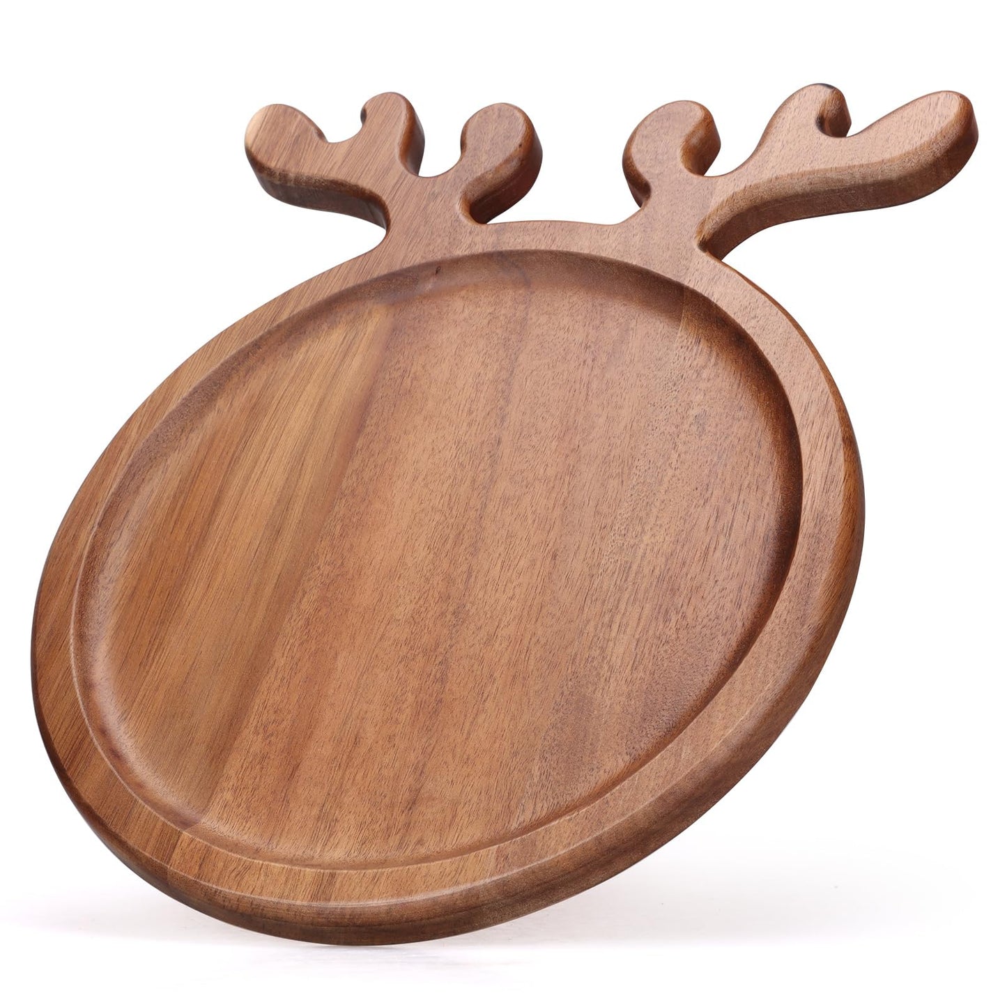 Acacia Wood Christmas Kitchen Decor Platters Dinner Plate Wooden Cheese Charcuterie Board Xmas Snack Cookies Trays Salad Charger Plates for Christmas Holiday Serving Dish Round Festive Dessert Platter