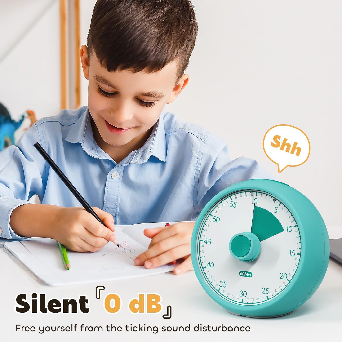 Conchstar Visual Timer for Kids 60-Minute - Countdown Timer with Optional Alarm, Focus Tool for ADHD & Autism, Time Management for Homework, Chores, Office, Kitchen, Teaching & Study Routines (Green)