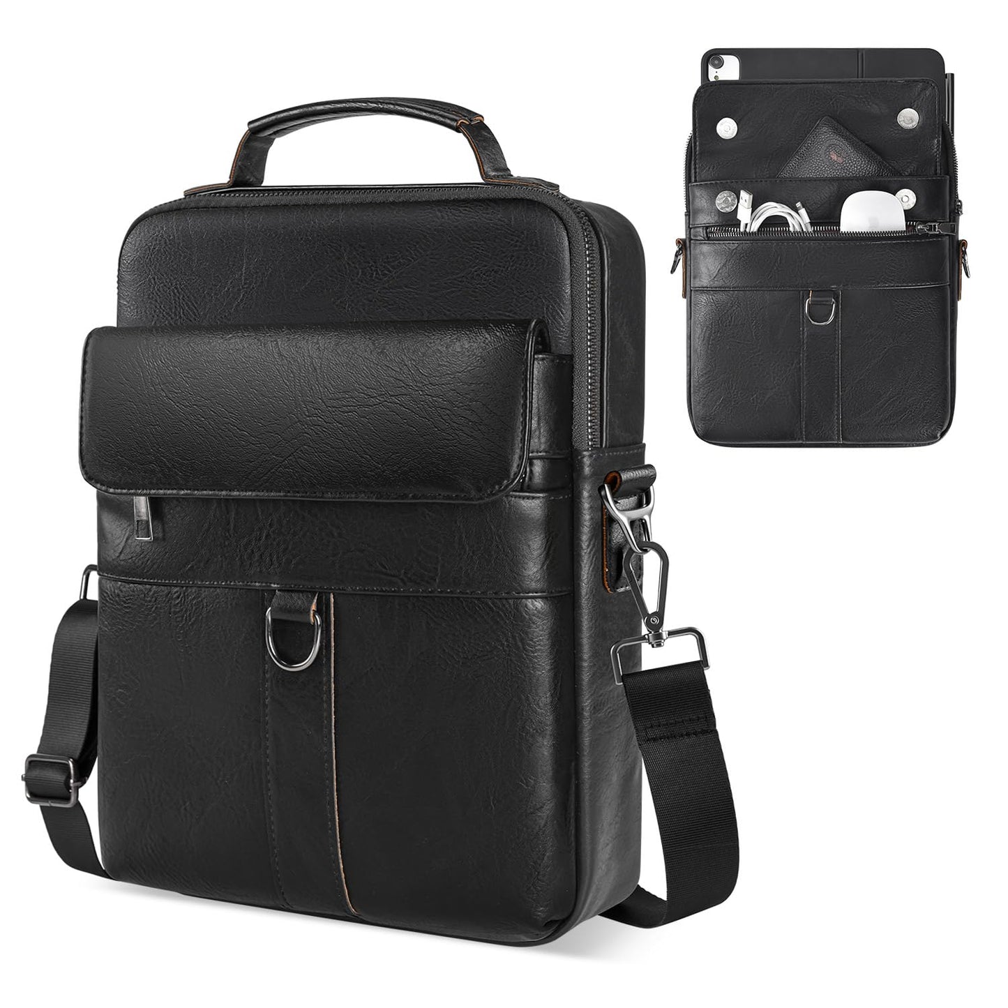 13 Inch Laptop Leather Sleeve for 2026-2022 MacBook Air 13 M5 M4 M3 M2 A3449 A3240 A3113 A2681, 13" MacBook Neo A18, Protective Carrying Bag Shoulder Travel Case with Pockets, Black