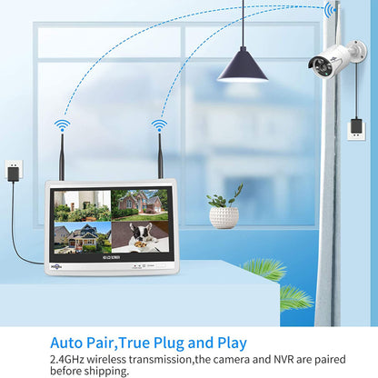 Hiseeu Wireless Pro WiFi Security Camera System, 16CH 4K NVR Kit, Plug-in Powered 12Pcs 5MP CCTV Home Security Camera System for Indoor/Outdoor, Night Vision, Waterproof, Motion Detection, 3TB HDD