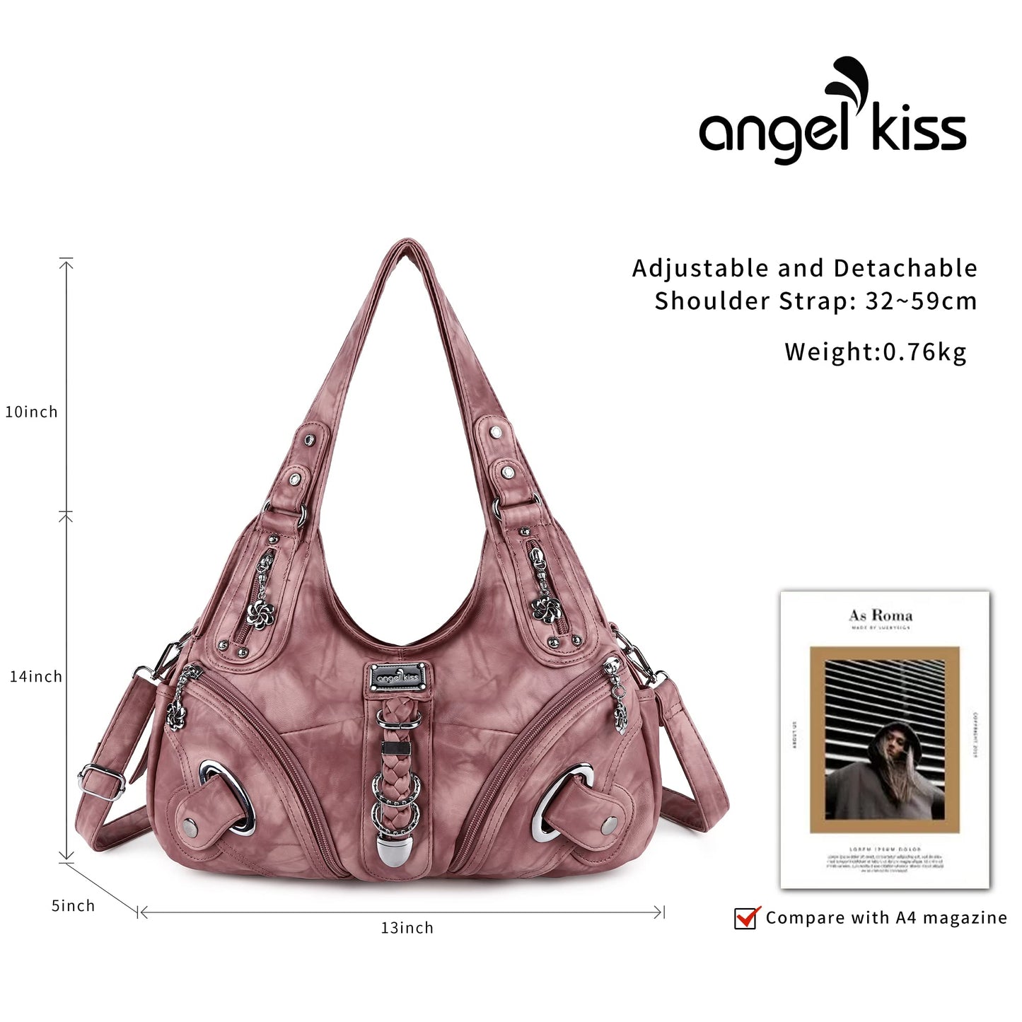 Angelkiss Hobo Purses and handbags for Women Satchel Handbag Women Purses Large Daily Shoulder Bags