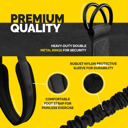 Pull Up Assistance Bands Set - 4 Heavy-Duty Pull Up Bands, Height Adjustable Strap & Comfortable Foot Strap - Stackable Pull Up Resistance Bands for Pull Ups (Black)