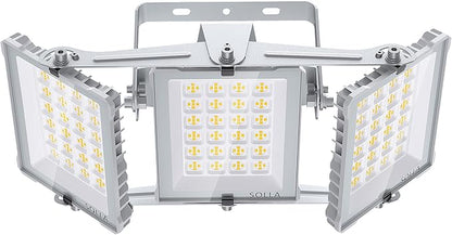 300W 2025 Plus New Upgraded LED Flood Light Outdoor, 30000LM Super Bright Stadium Lights, 6000K Daylight White, IP66 Waterproof, 3 Heads Adjustable Outdoor Floodlight for Yards, Arena, Garden