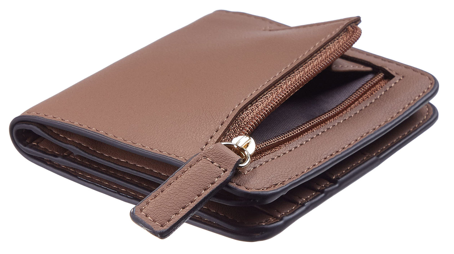 Toughergun Women’s Small Slim Leather Wallet with RFID Protection, Compact Bifold Mini Purse with Clear ID Window