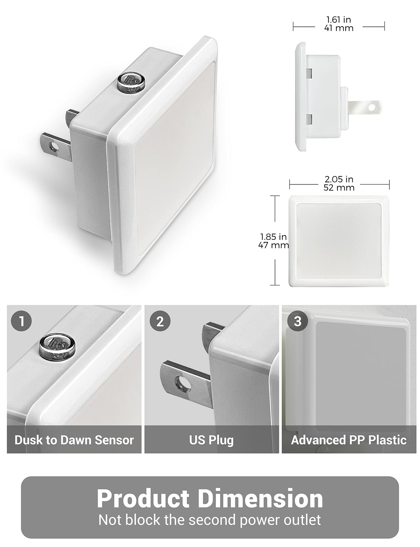 JandCase Night Lights Plug into Wall, LED Night Light with Light Sensors[2 Pack], 5000K Bright Night Light for Bathroom,Nightlight Plug in Suitable for Living Room, Adults, Hallway