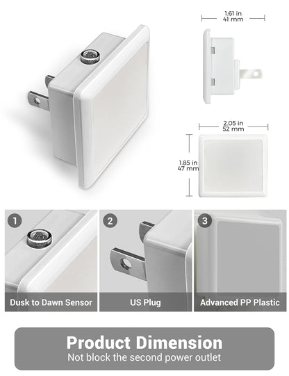 JandCase Night Lights Plug into Wall, LED Night Light with Light Sensors[2 Pack], 5000K Bright Night Light for Bathroom,Nightlight Plug in Suitable for Living Room, Adults, Hallway