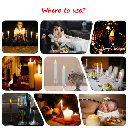 CVHOMEDECO. Glitter Flameless Candles Flickering Battery Operated LED Taper Candles with Timer for Home, Wedding, Halloween, Christmas Decor. Glitter White, 6-3/4 Inch, Set of 2
