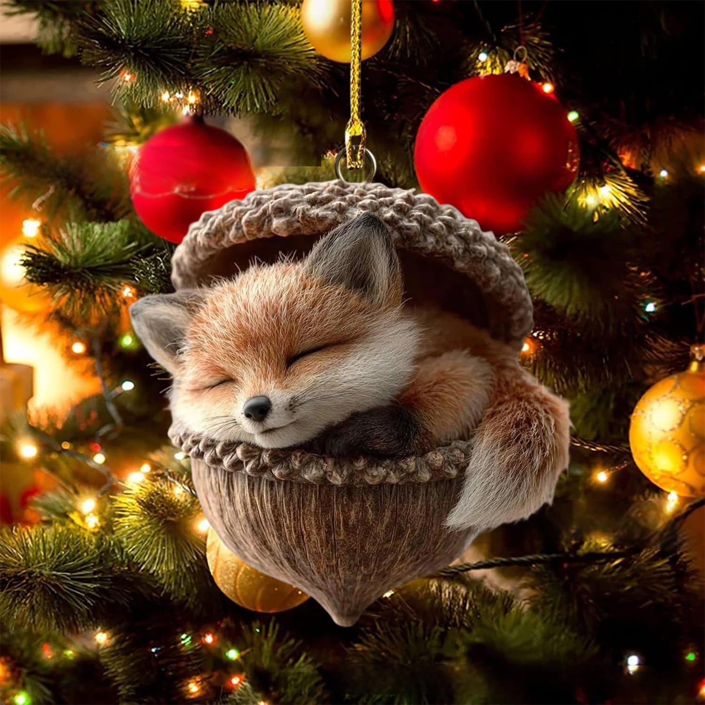 Christmas Tree Decoration,5Pcs Cute Animals Christmas Tree Acrylic Pendant, Fun Pinecone Xmas Hat Xmas Tree Accessories Christmas Pendants Hanging,Owl Rabbit Fox Christmas Ornament