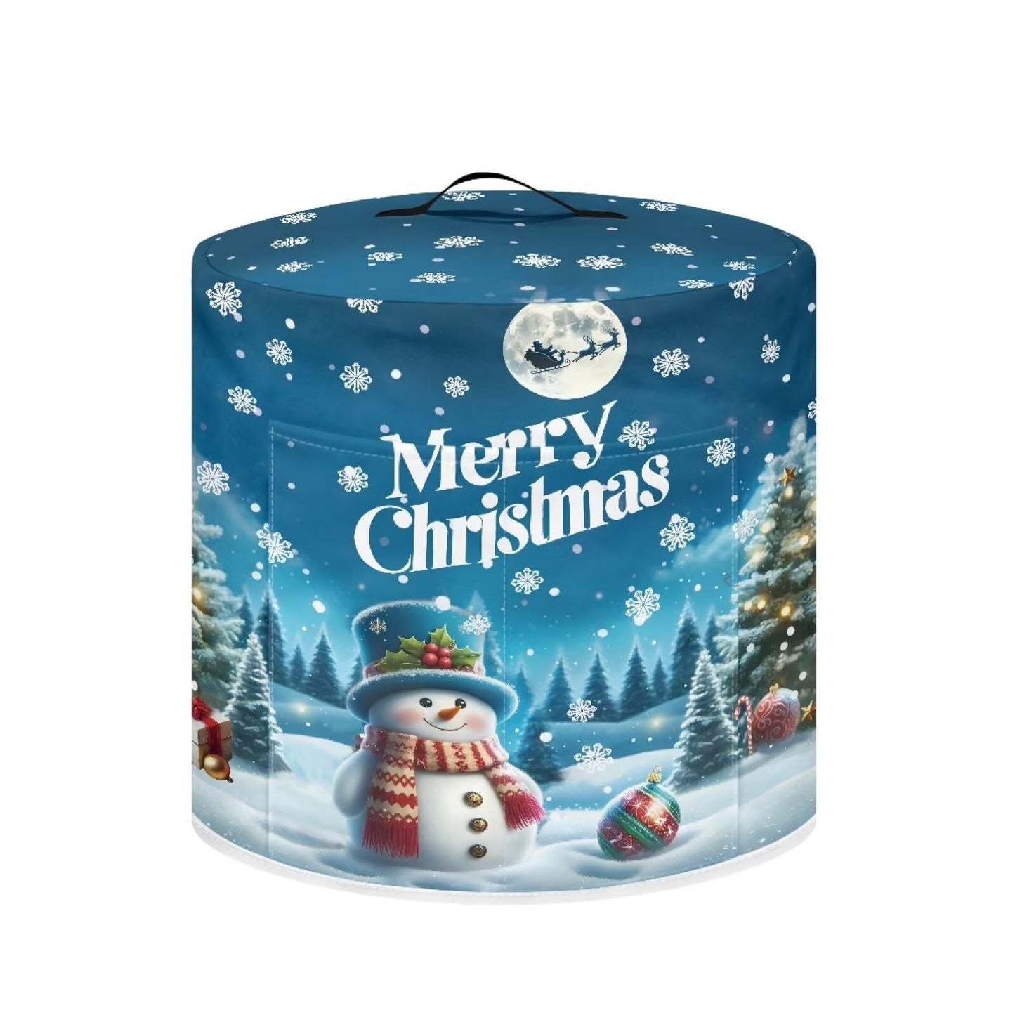 Tutolipy Deer Snowman Round Dust Covers for Kitchen Appliances Waterproof Air Fryer Cover with Top Handle for Rice Cooker Air Fryer Slow Cooker,for 6 Qt Pot Electric Appliance