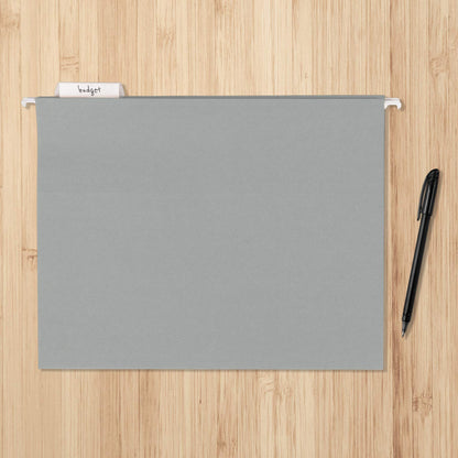 Amazon Basics Hanging File Folders with Adjustable Tabs for Document Organization, Letter Size, Gray, 25-Pack